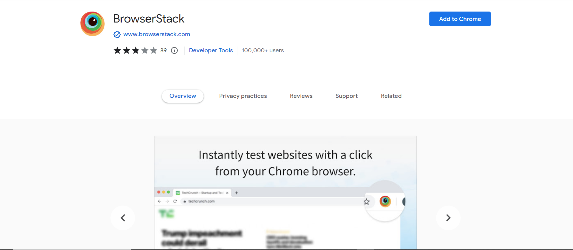 BrowserStack - A Chrome extension for cross-browser testing, ensuring compatibility and performance for web developers.